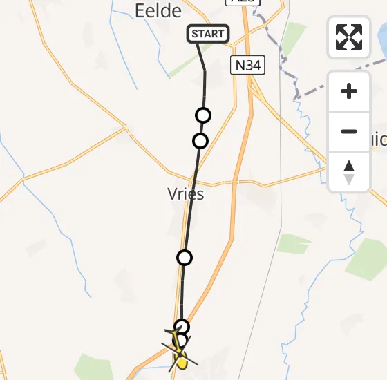 Vlucht Traumahelikopter PH-TTR van Groningen Airport Eelde naar Assen op donderdag 31 oktober 2024 15:26