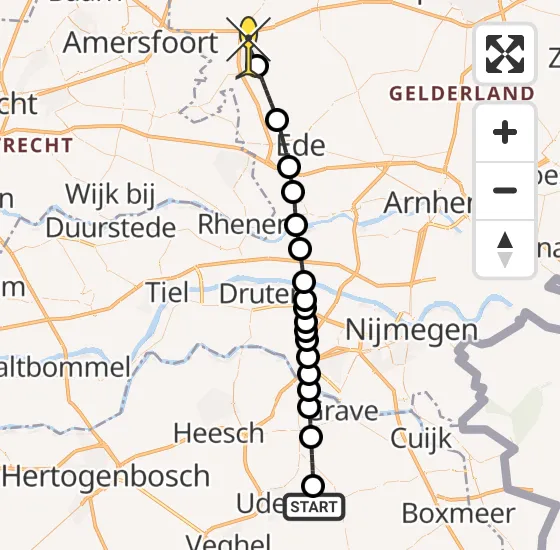 Vlucht Traumahelikopter PH-MAA van Vliegbasis Volkel naar Barneveld op donderdag 31 oktober 2024 15:36