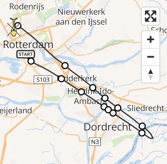 Vlucht Traumahelikopter PH-HVB van Erasmus MC naar Rotterdam The Hague Airport op donderdag 31 oktober 2024 16:28