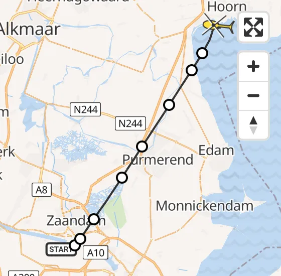 Vlucht Traumahelikopter PH-LLN van Amsterdam Heliport naar Hoorn op donderdag 31 oktober 2024 16:34