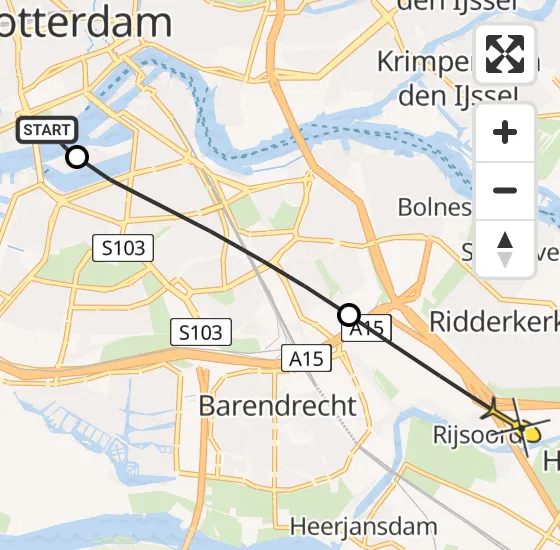 Vlucht Traumahelikopter PH-HVB van Erasmus MC naar Ridderkerk op donderdag 31 oktober 2024 16:59