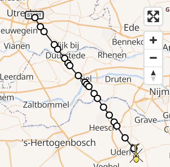 Vlucht Traumahelikopter PH-MAA van Universitair Medisch Centrum Utrecht naar Vliegbasis Volkel op donderdag 31 oktober 2024 17:21