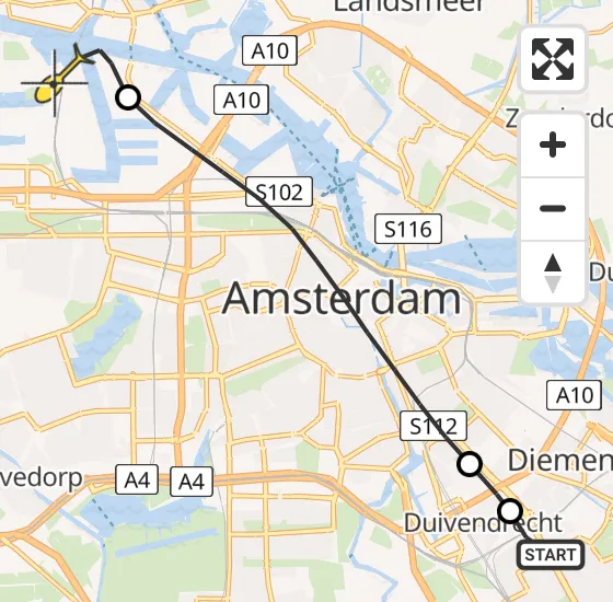 Vlucht Traumahelikopter PH-LLN van Diemen naar Amsterdam Heliport op donderdag 31 oktober 2024 17:46