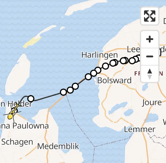 Vlucht Kustwachthelikopter PH-SAR van Leeuwarden naar Vliegveld De Kooy op donderdag 31 oktober 2024 18:31