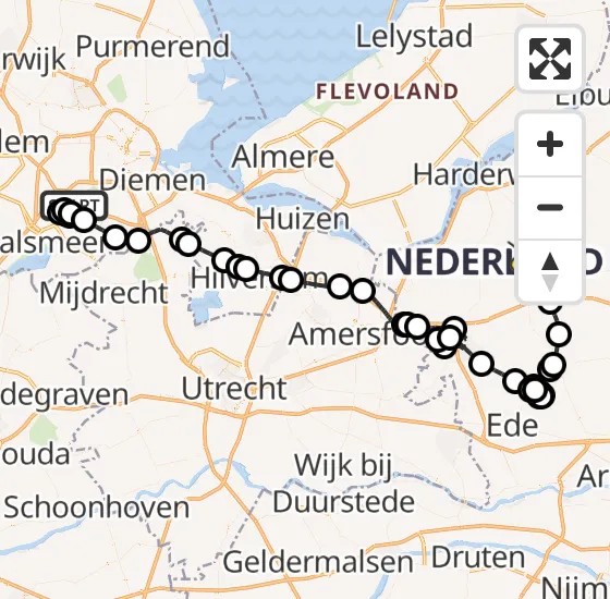 Vlucht Politiehelikopter PH-PXX van Schiphol naar Ermelo op donderdag 31 oktober 2024 18:33