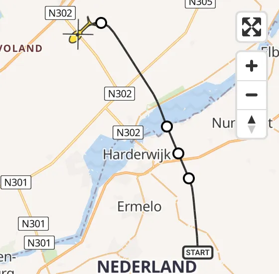 Vlucht Politiehelikopter PH-PXX van Ermelo naar Lelystad Airport op donderdag 31 oktober 2024 20:06