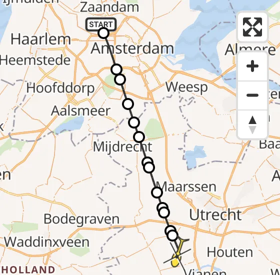 Vlucht Traumahelikopter PH-LLN van Amsterdam Heliport naar IJsselstein op donderdag 31 oktober 2024 20:10