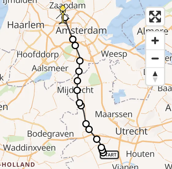 Vlucht Traumahelikopter PH-LLN van IJsselstein naar Amsterdam Heliport op donderdag 31 oktober 2024 20:40