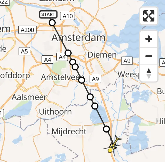 Vlucht Traumahelikopter PH-LLN van Amsterdam Heliport naar Breukelen op donderdag 31 oktober 2024 21:49