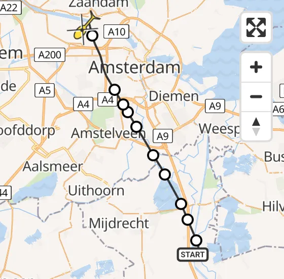 Vlucht Traumahelikopter PH-LLN van Breukelen naar Amsterdam Heliport op donderdag 31 oktober 2024 21:59