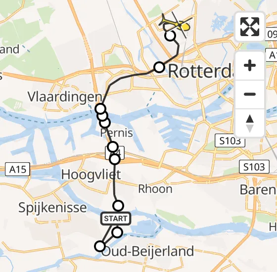 Vlucht Traumahelikopter PH-HVB van Spijkenisse naar Rotterdam The Hague Airport op vrijdag 1 november 2024 13:18