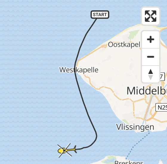 Vlucht Kustwachthelikopter PH-NCG van Vlissingen naar Vlissingen op vrijdag 1 november 2024 14:30