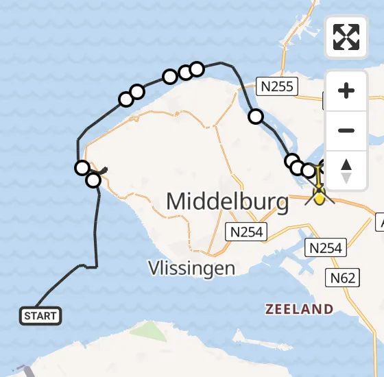 Vlucht Kustwachthelikopter PH-NCG van Vlissingen naar Vliegveld Midden-Zeeland op vrijdag 1 november 2024 14:56