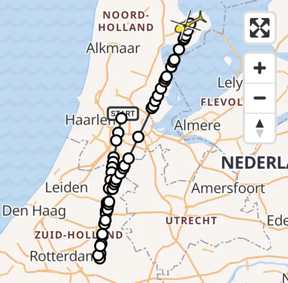 Vlucht Traumahelikopter PH-LLN van Amsterdam Heliport naar Wervershoof op vrijdag 1 november 2024 15:55