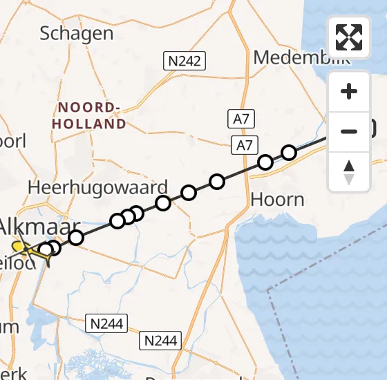 Vlucht Traumahelikopter PH-LLN van Wervershoof naar Alkmaar op vrijdag 1 november 2024 17:03