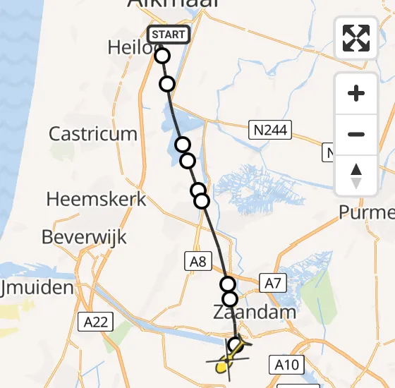 Vlucht Traumahelikopter PH-LLN van Alkmaar naar Amsterdam Heliport op vrijdag 1 november 2024 17:15