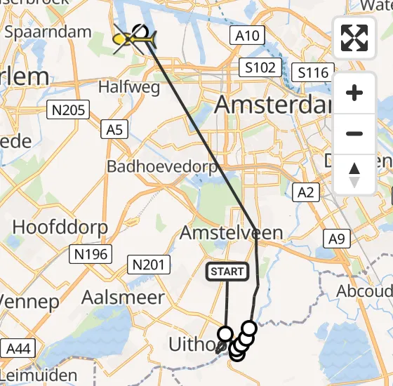 Vlucht Politiehelikopter PH-PXA van Amstelveen naar Amsterdam op zaterdag 2 november 2024 9:35