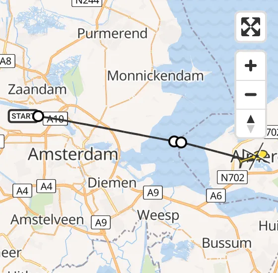 Vlucht Traumahelikopter PH-LLN van Amsterdam Heliport naar Almere op zaterdag 2 november 2024 9:40