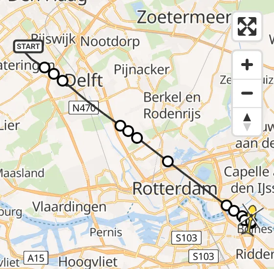 Vlucht Traumahelikopter PH-HVB van Den Haag naar Ridderkerk op zaterdag 2 november 2024 9:41