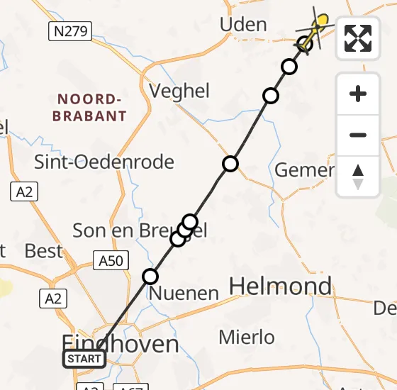 Vlucht Traumahelikopter PH-MAA van Eindhoven naar Vliegbasis Volkel op zaterdag 2 november 2024 11:43