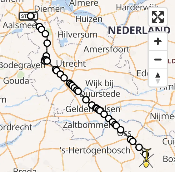 Vlucht Politiehelikopter PH-PXC van Schiphol naar Vliegbasis Volkel op zaterdag 2 november 2024 11:46