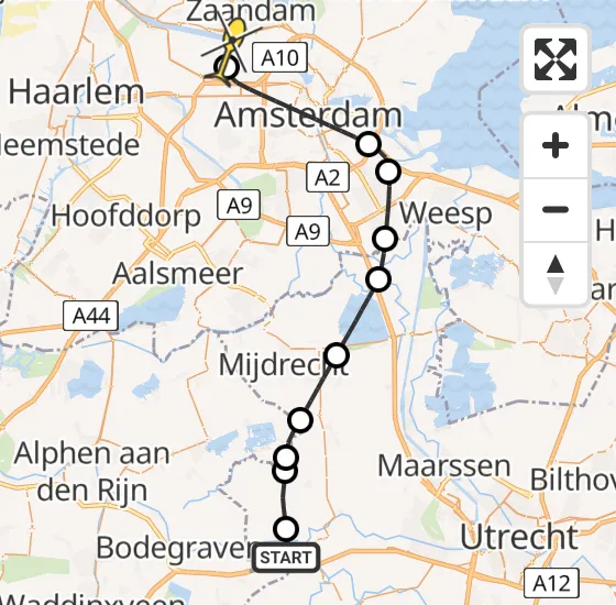 Vlucht Traumahelikopter PH-LLN van Woerden naar Amsterdam Heliport op zaterdag 2 november 2024 12:02