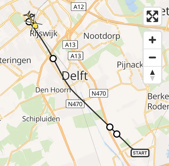 Vlucht Traumahelikopter PH-HVB van Rotterdam The Hague Airport naar Den Haag op zaterdag 2 november 2024 12:44