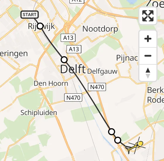 Vlucht Traumahelikopter PH-HVB van Den Haag naar Rotterdam The Hague Airport op zaterdag 2 november 2024 13:33