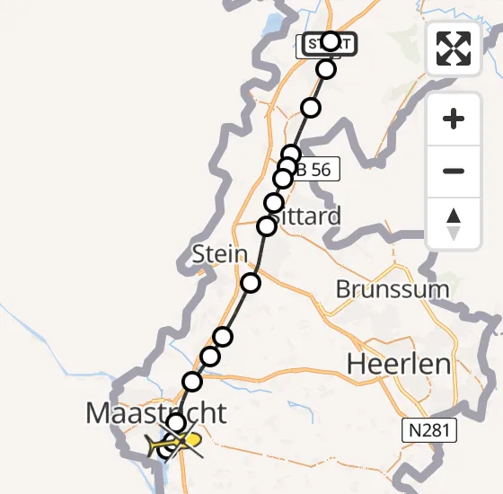 Vlucht Traumahelikopter PH-MAA van Echt naar Maastricht UMC+ op zaterdag 2 november 2024 14:46