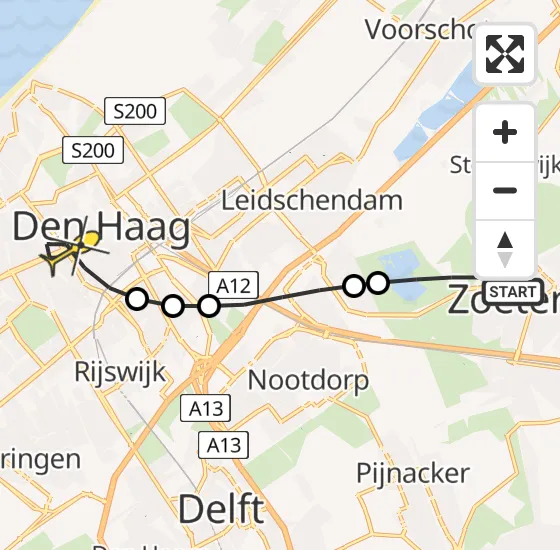 Vlucht Traumahelikopter PH-LLN van Zoetermeer naar Den Haag op zaterdag 2 november 2024 15:28