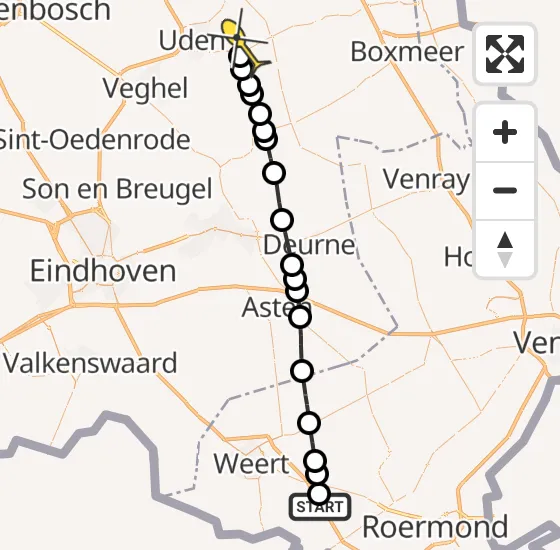 Vlucht Traumahelikopter PH-MAA van Ell naar Vliegbasis Volkel op zaterdag 2 november 2024 15:40