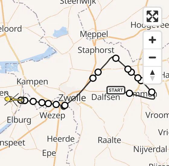 Vlucht Politiehelikopter PH-PXZ van Dalfsen naar Dronten op zaterdag 2 november 2024 16:53