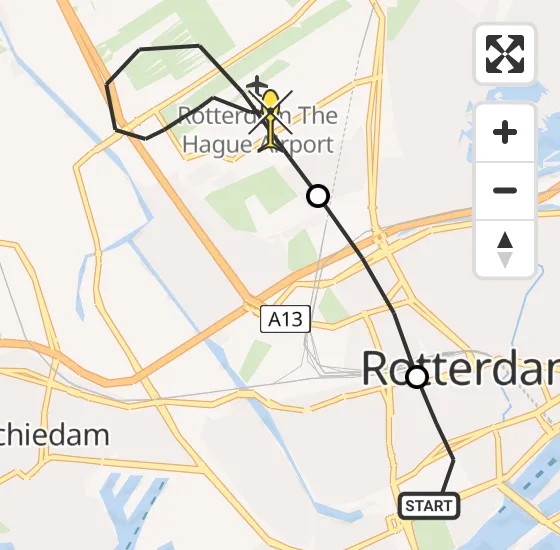 Vlucht Traumahelikopter PH-HVB van Erasmus MC naar Rotterdam The Hague Airport op zaterdag 2 november 2024 18:53