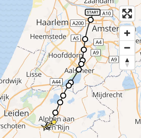 Vlucht Traumahelikopter PH-LLN van Amsterdam Heliport naar Alphen aan den Rijn op zaterdag 2 november 2024 19:37