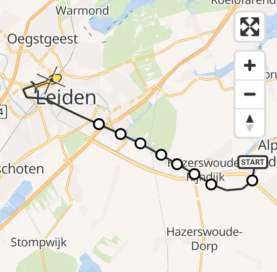 Vlucht Traumahelikopter PH-LLN van Alphen aan den Rijn naar Leiden op zaterdag 2 november 2024 20:15