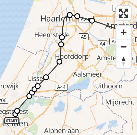 Vlucht Traumahelikopter PH-LLN van Leiden naar Amsterdam op zaterdag 2 november 2024 20:40