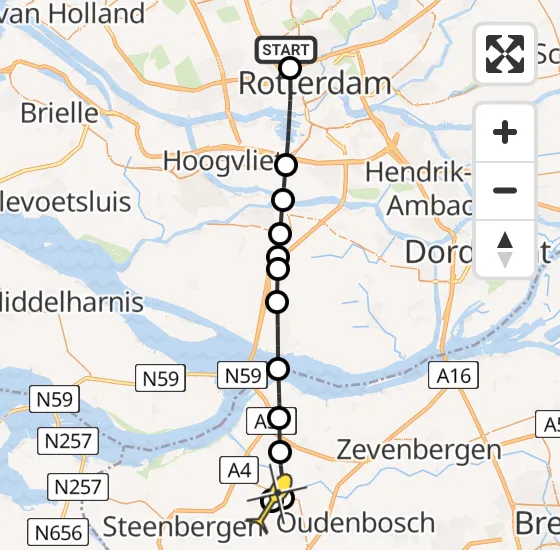 Vlucht Traumahelikopter PH-HVB van Rotterdam The Hague Airport naar Dinteloord op zaterdag 2 november 2024 23:23