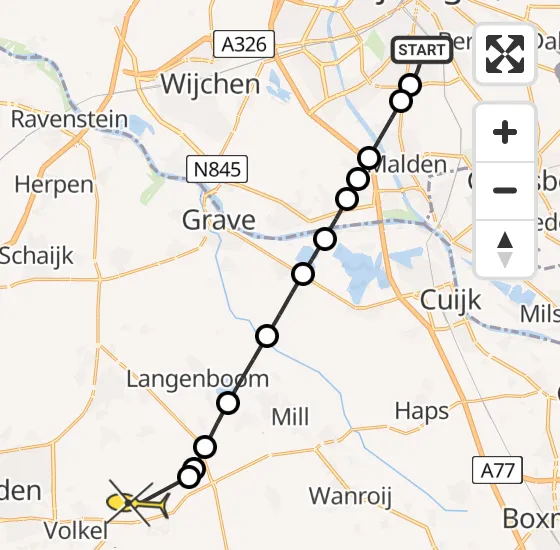 Vlucht Traumahelikopter PH-MAA van Radboud Universitair Medisch Centrum naar Vliegbasis Volkel op zondag 3 november 2024 0:08