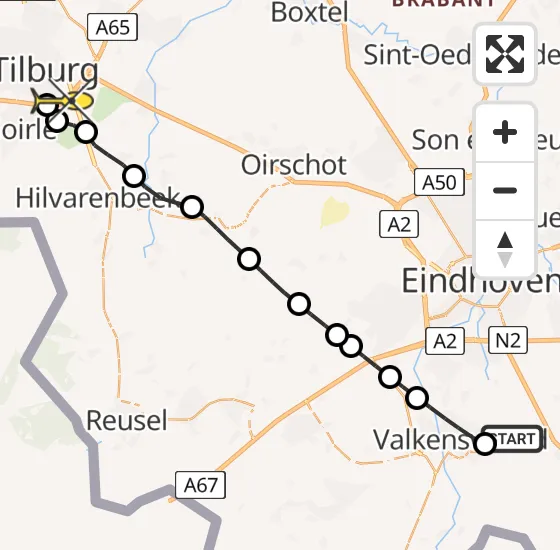 Vlucht Traumahelikopter PH-MAA van Leende naar Tilburg op zondag 3 november 2024 1:27