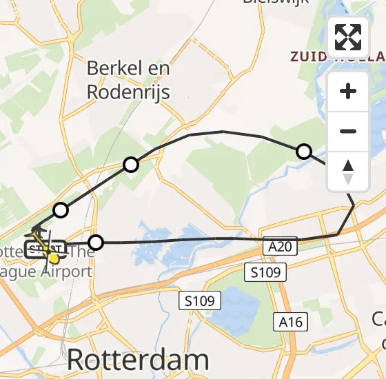 Vlucht Traumahelikopter PH-HVB van Rotterdam The Hague Airport naar Rotterdam The Hague Airport op zondag 3 november 2024 1:41