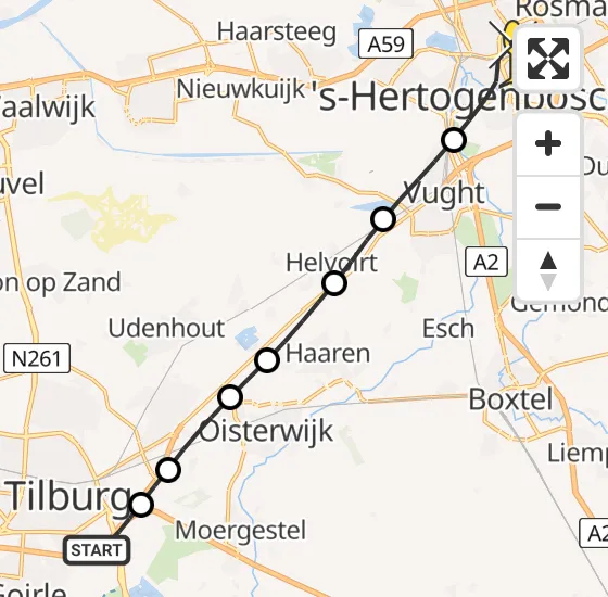 Vlucht Traumahelikopter PH-MAA van Tilburg naar 's-Hertogenbosch op zondag 3 november 2024 2:00