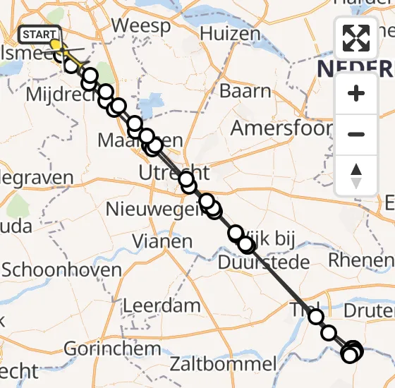 Vlucht Politiehelikopter PH-PXB van Aalsmeer naar Amstelveen op zondag 3 november 2024 2:41