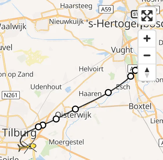 Vlucht Traumahelikopter PH-MAA van 's-Hertogenbosch naar Tilburg op zondag 3 november 2024 2:48