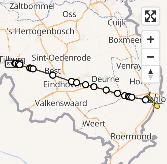 Vlucht Traumahelikopter PH-MAA van Tilburg naar Venlo op zondag 3 november 2024 3:37