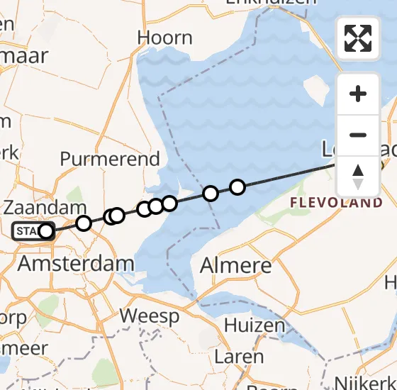 Vlucht Traumahelikopter PH-LLN van Amsterdam Heliport naar Lelystad op zondag 3 november 2024 3:38