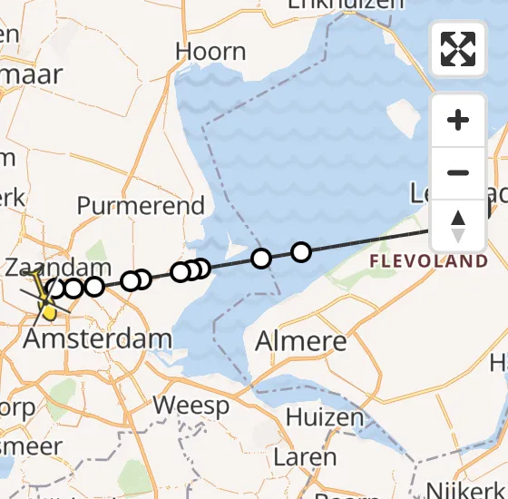 Vlucht Traumahelikopter PH-LLN van Lelystad naar Amsterdam Heliport op zondag 3 november 2024 4:31