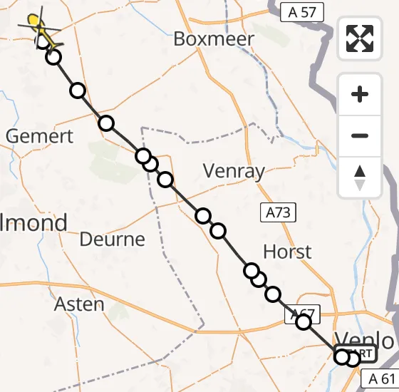 Vlucht Traumahelikopter PH-MAA van Venlo naar Vliegbasis Volkel op zondag 3 november 2024 4:32