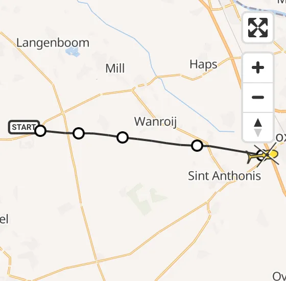 Vlucht Traumahelikopter PH-MAA van Vliegbasis Volkel naar Boxmeer op zondag 3 november 2024 8:52