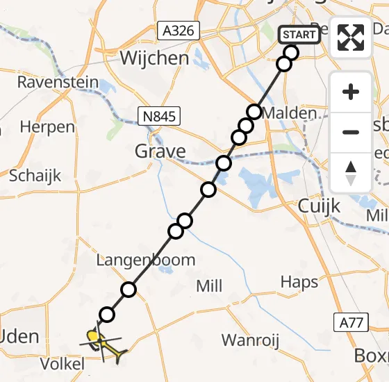 Vlucht Traumahelikopter PH-MAA van Radboud Universitair Medisch Centrum naar Vliegbasis Volkel op zondag 3 november 2024 9:35