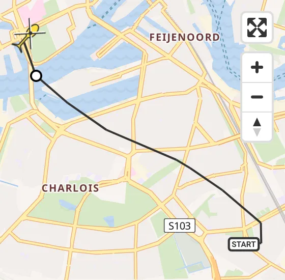 Vlucht Traumahelikopter PH-HVB van Rotterdam naar Erasmus MC op zondag 3 november 2024 9:49